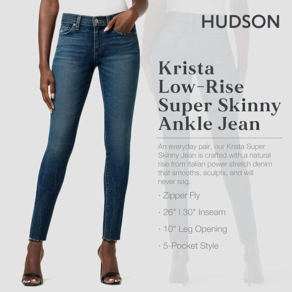 HUDSON KRISTA SUPER SKINNY RAW HEM JEANS SIZE 27 - Picture 1 of 11